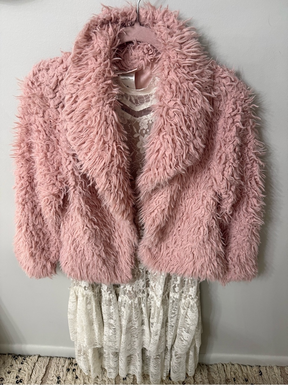 Little Lass Blush Pink Faux Fur Dressy Jacket
